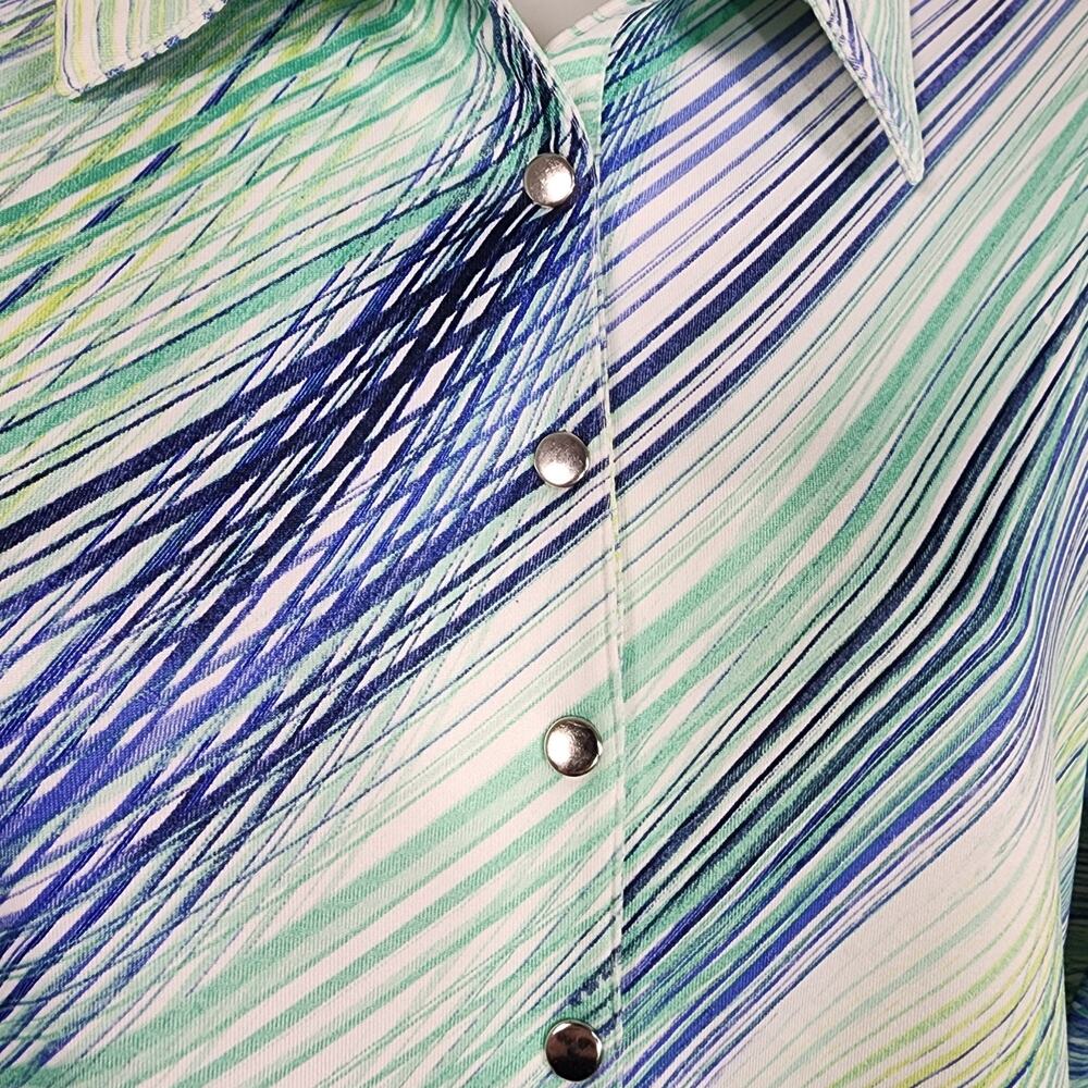 Chico's Zenergy Golf Top Activewear Medium Pullover Colorful 3/4 Sleeve Collar - Picture 4 of 11